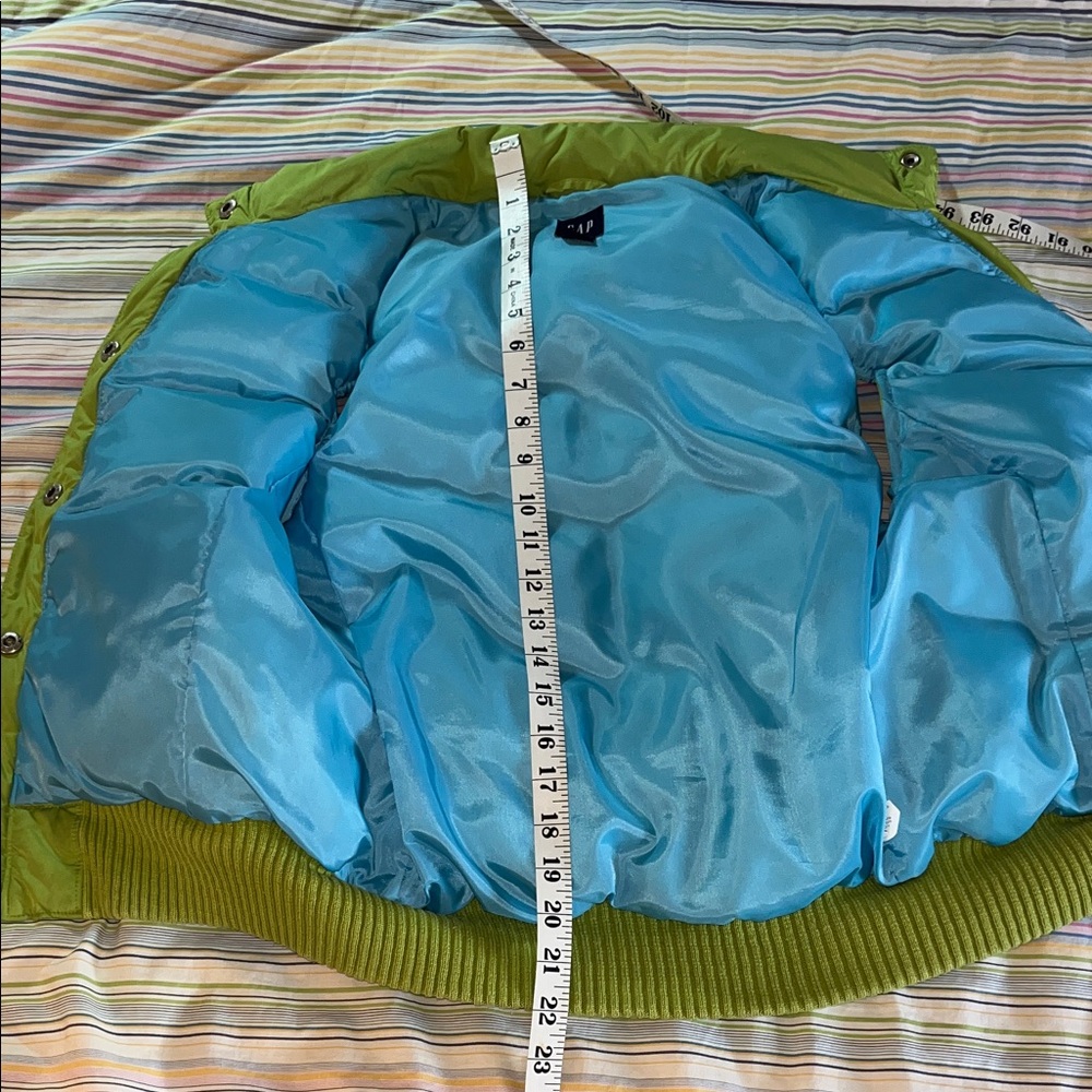 Gap Lime Green Down Filled Snap Front Puffer Vest… - image 5